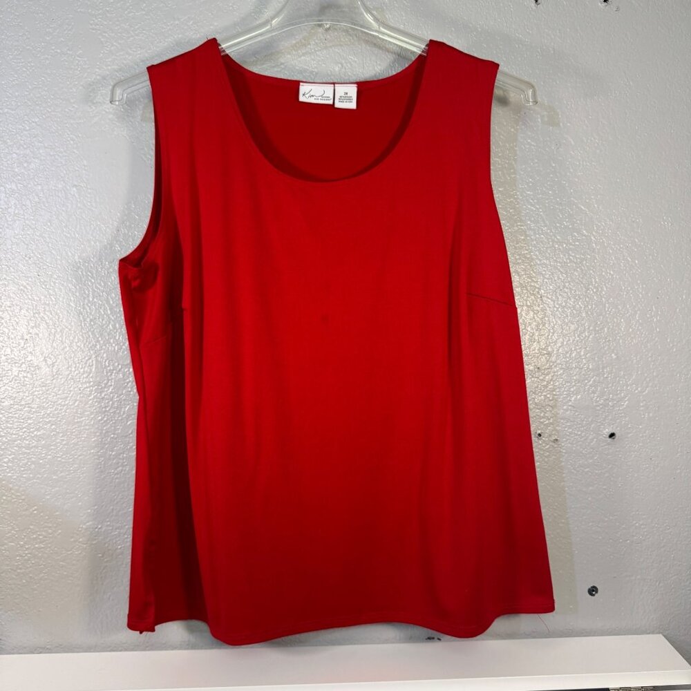 Kim Rogers Womens Red Sleeveless Top 2X Nylon/Spandex